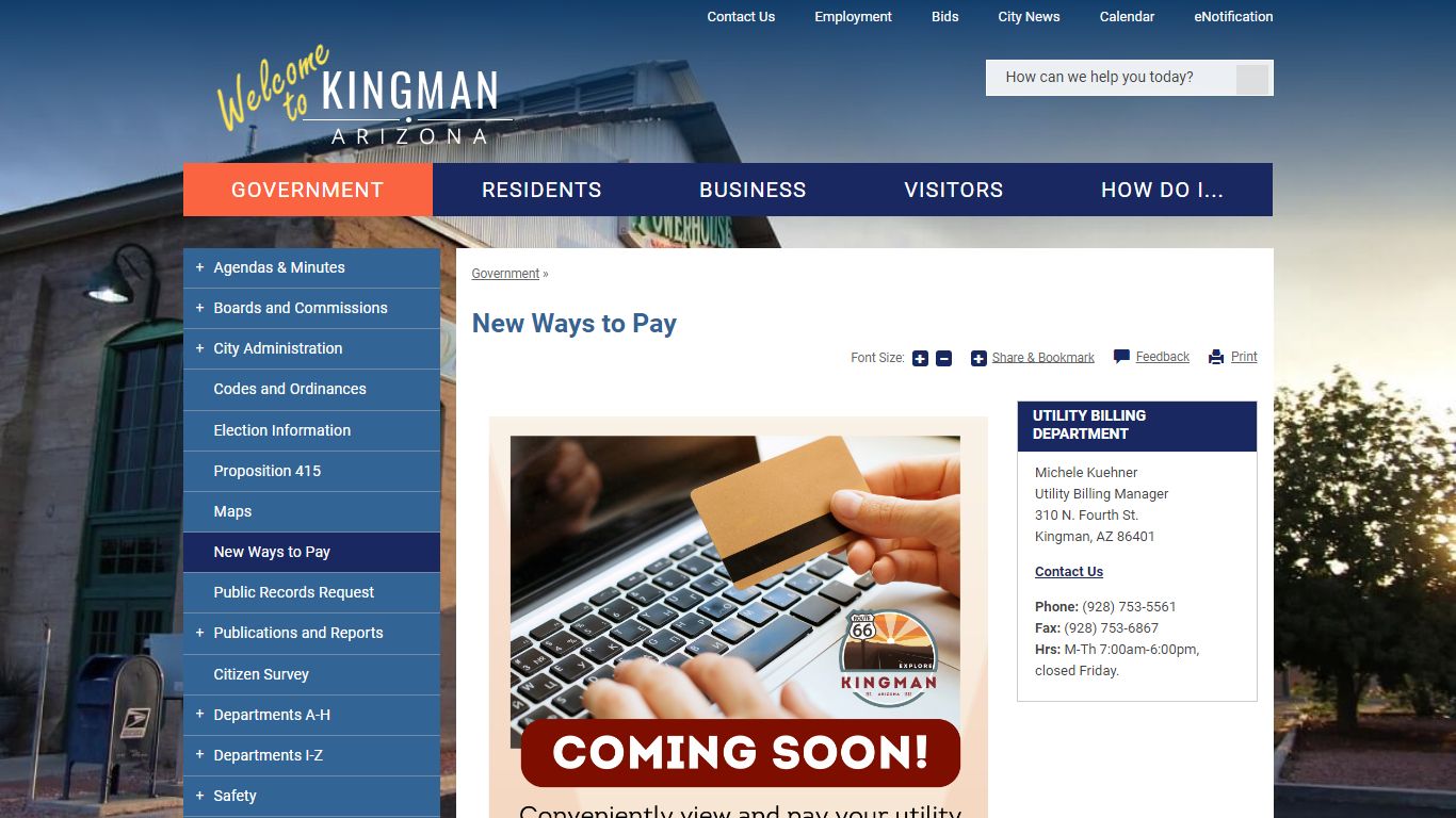 New Ways to Pay | City of Kingman, AZ